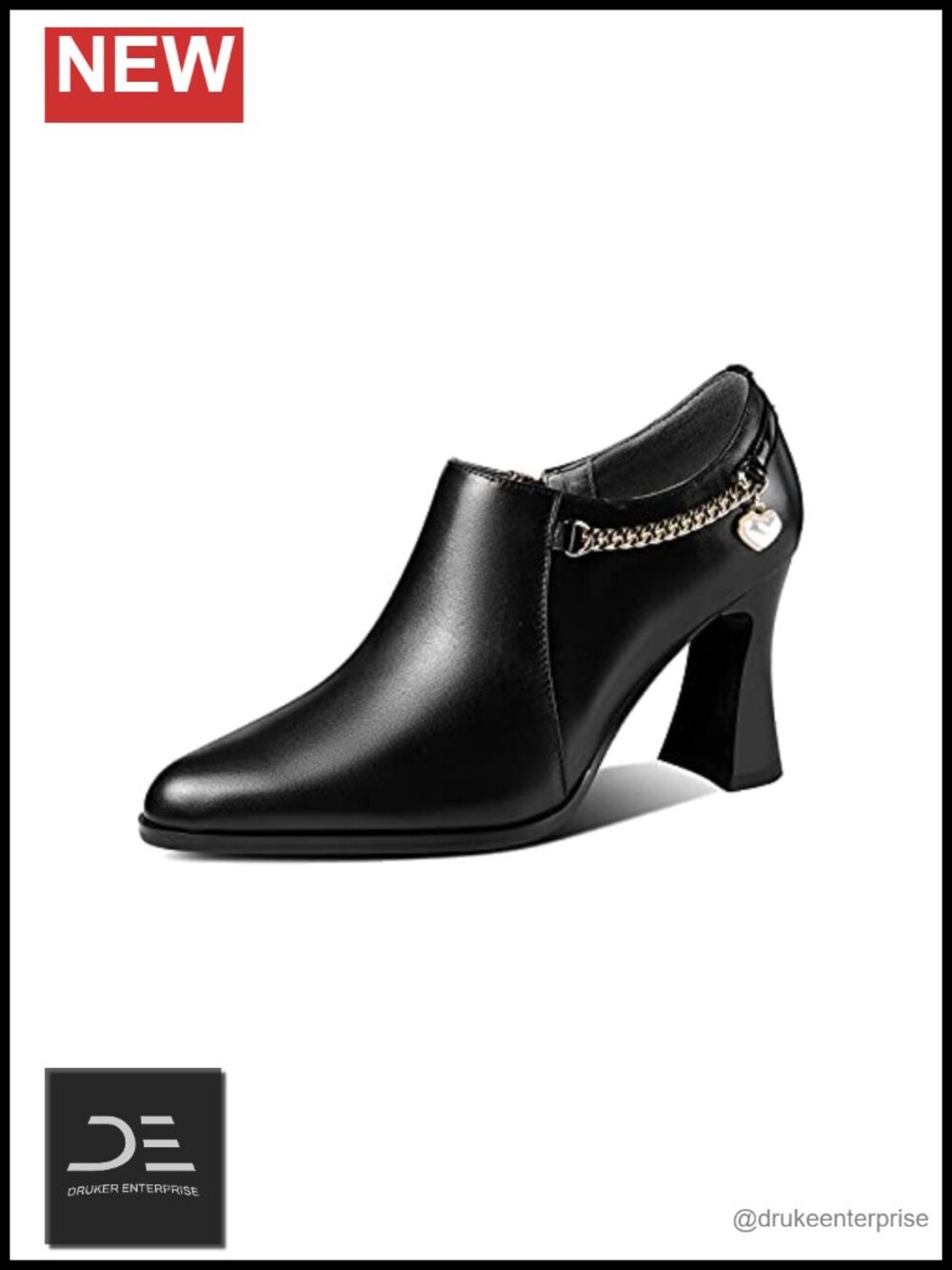 Women's Leather Side Zip Oxford Pumps Pointed Toe Block Heel Dress Shoes